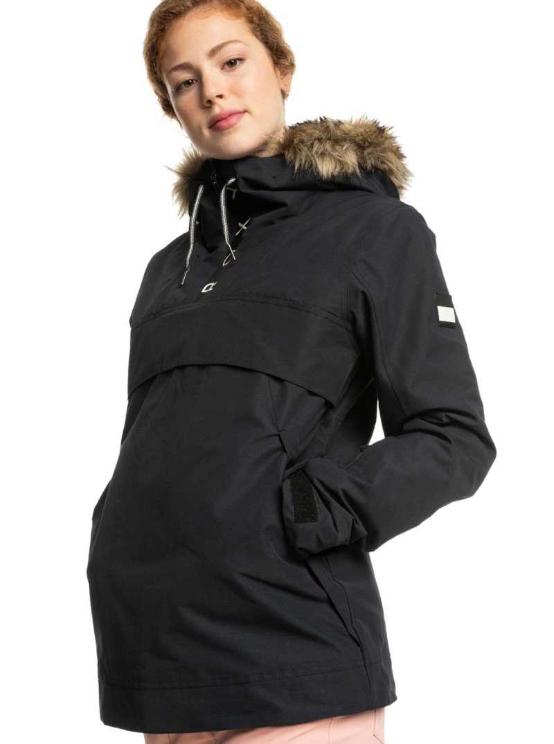 True Black Roxy Shelter Insulated Snow Jacket | BKLQAF265