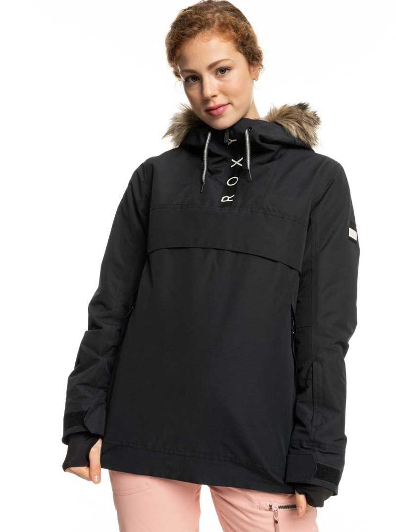 True Black Roxy Shelter Insulated Snow Jacket | BKLQAF265