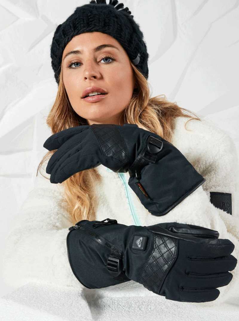 True Black Roxy Sierra WarmLink Snowboard/Ski Gloves | XASDOU296