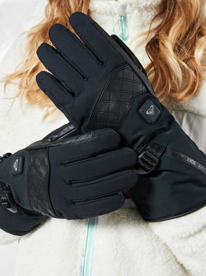 True Black Roxy Sierra WarmLink Snowboard/Ski Gloves | XASDOU296