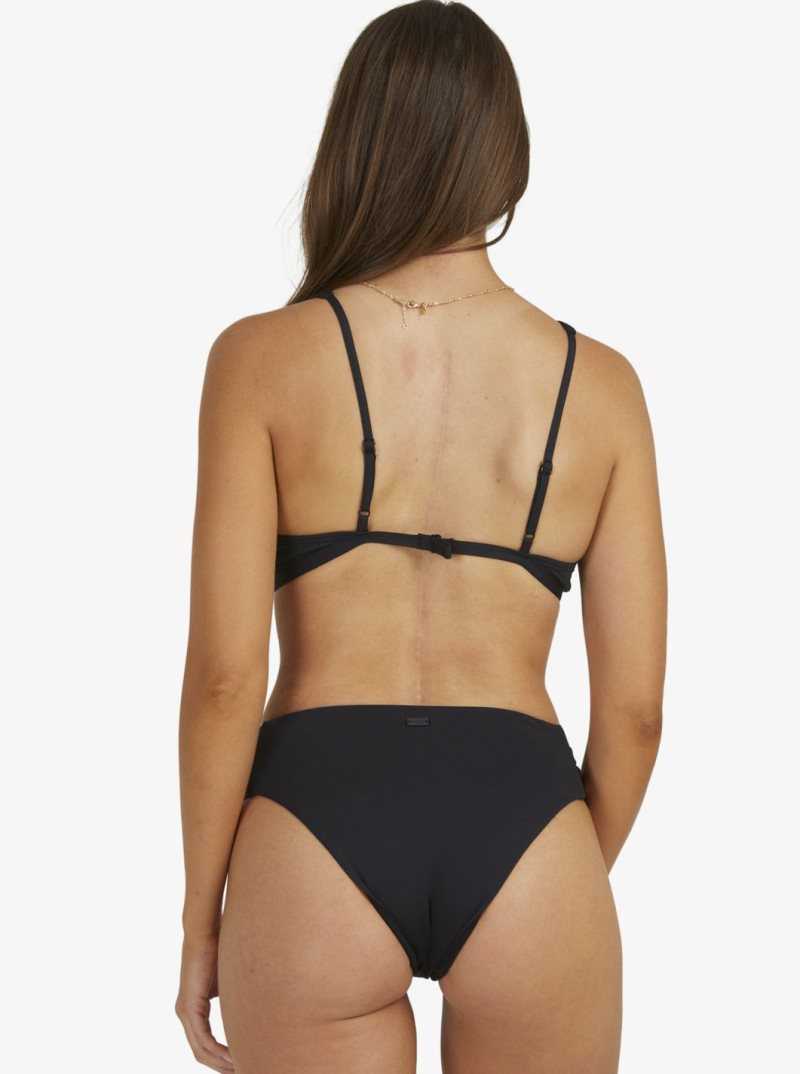 True Black Roxy Solid Beach Classics Elongated Triangle Bikini Top | HZOYVS832