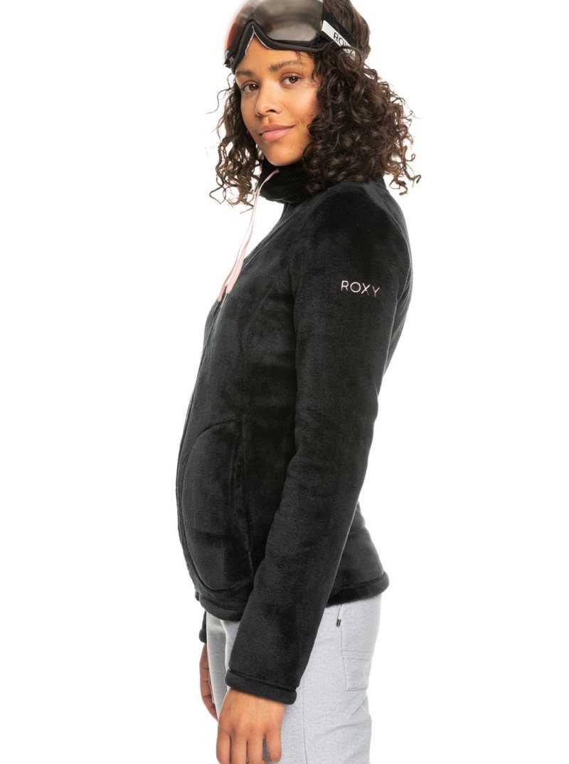 True Black Roxy Tundra Zip-Up Fleece | OJWGDS840