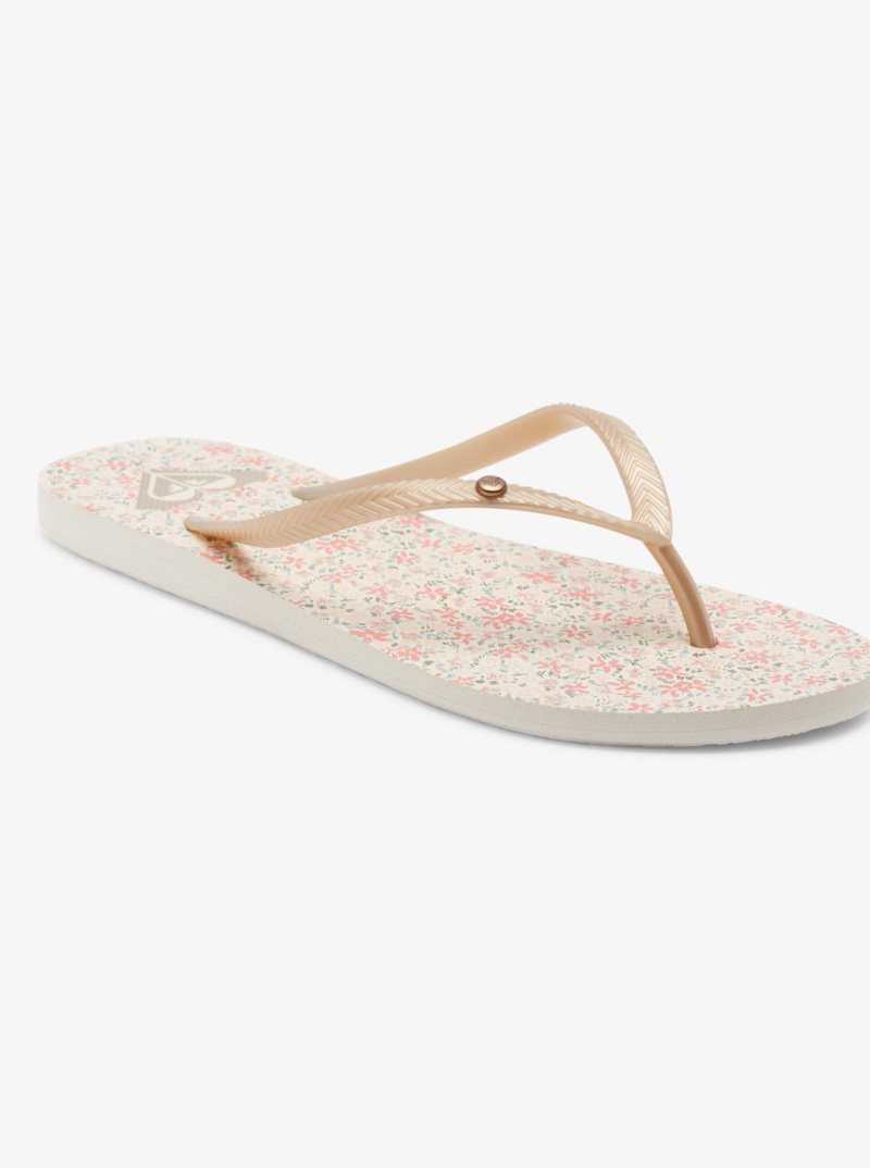 White/C Pink/Floral Print Roxy Bermuda Sandals | DRJXHO871