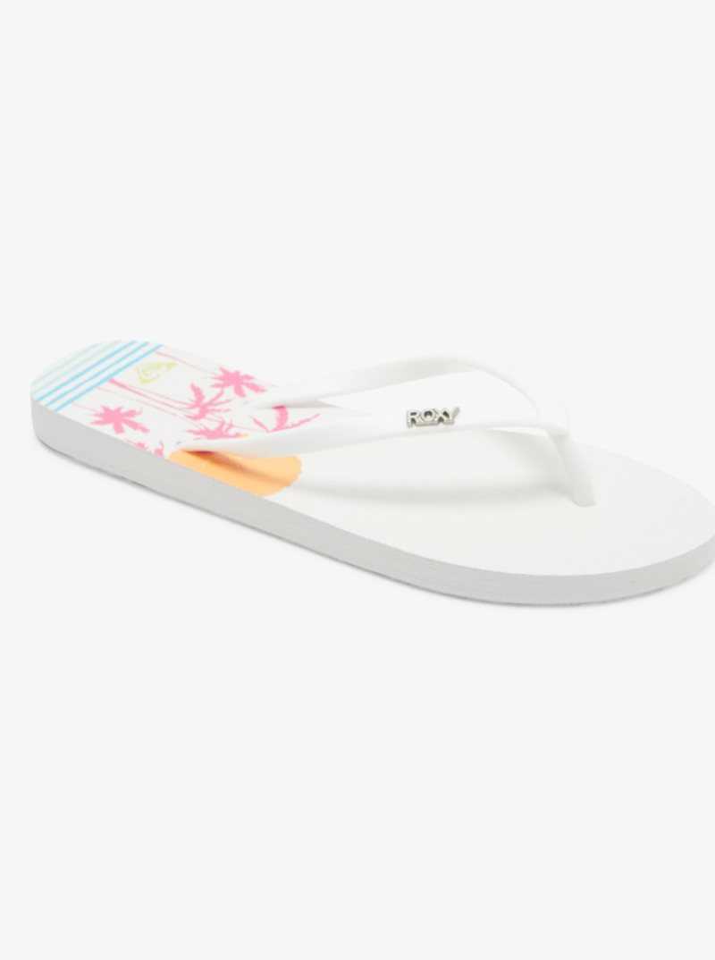 White Hacienda Roxy Viva Stamp Flip-Flops | SXKZBF904