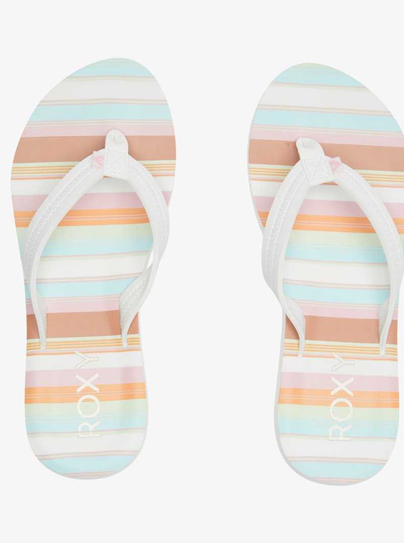 White/Lt Blue Roxy Vista Loreto Flip-Flops | AHIXMO759