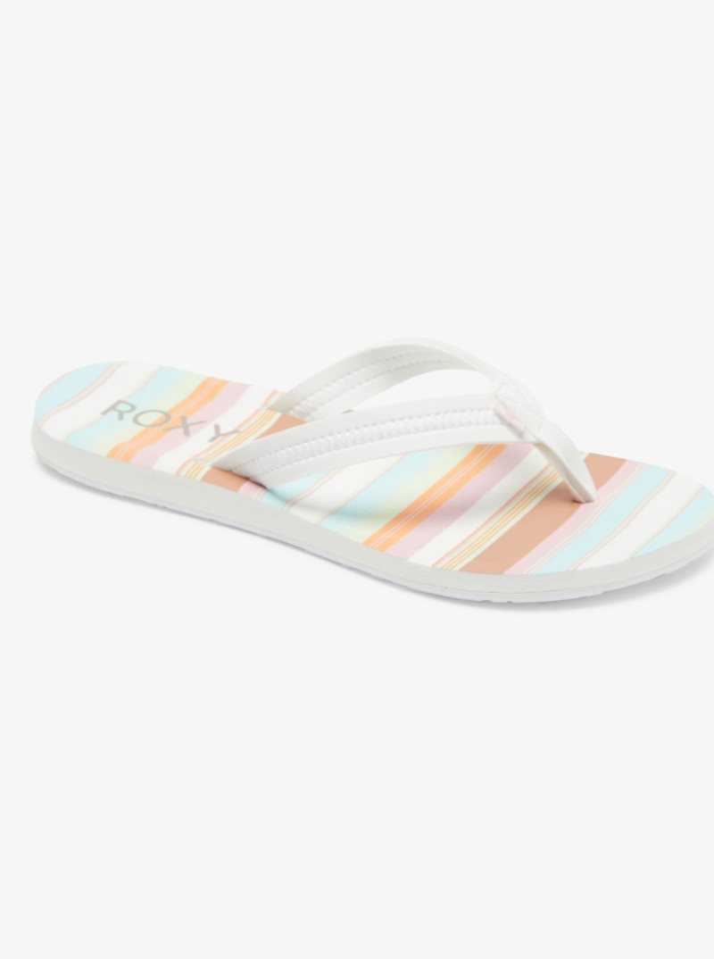 White/Lt Blue Roxy Vista Loreto Flip-Flops | AHIXMO759