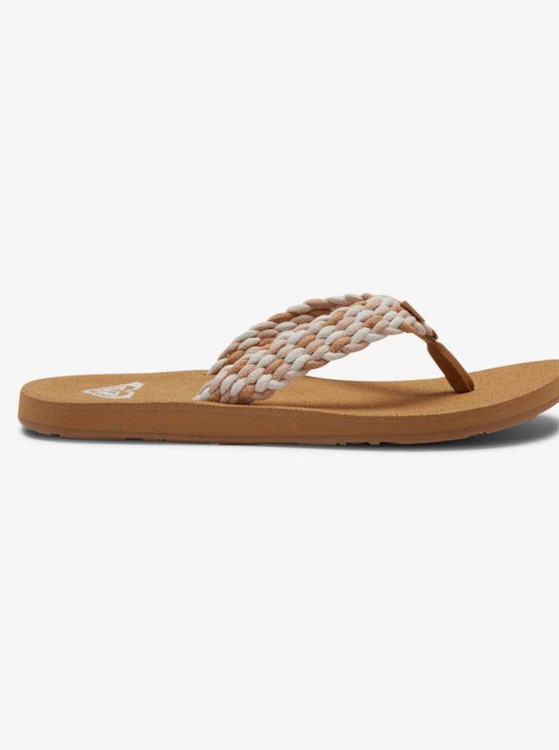 White/Multi Roxy Porto Flip-Flops | ZTWUAX043