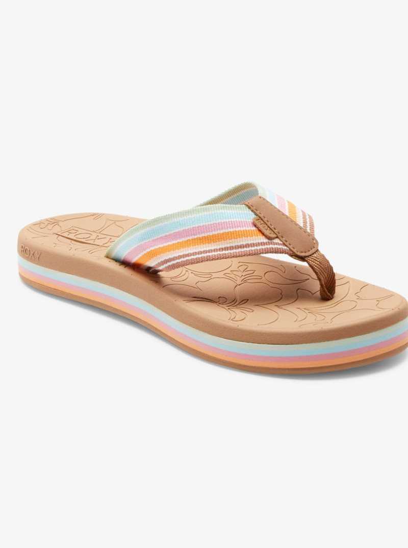 White/Orange/Pink Roxy Colbee Hi Sandals | TLQDNR021