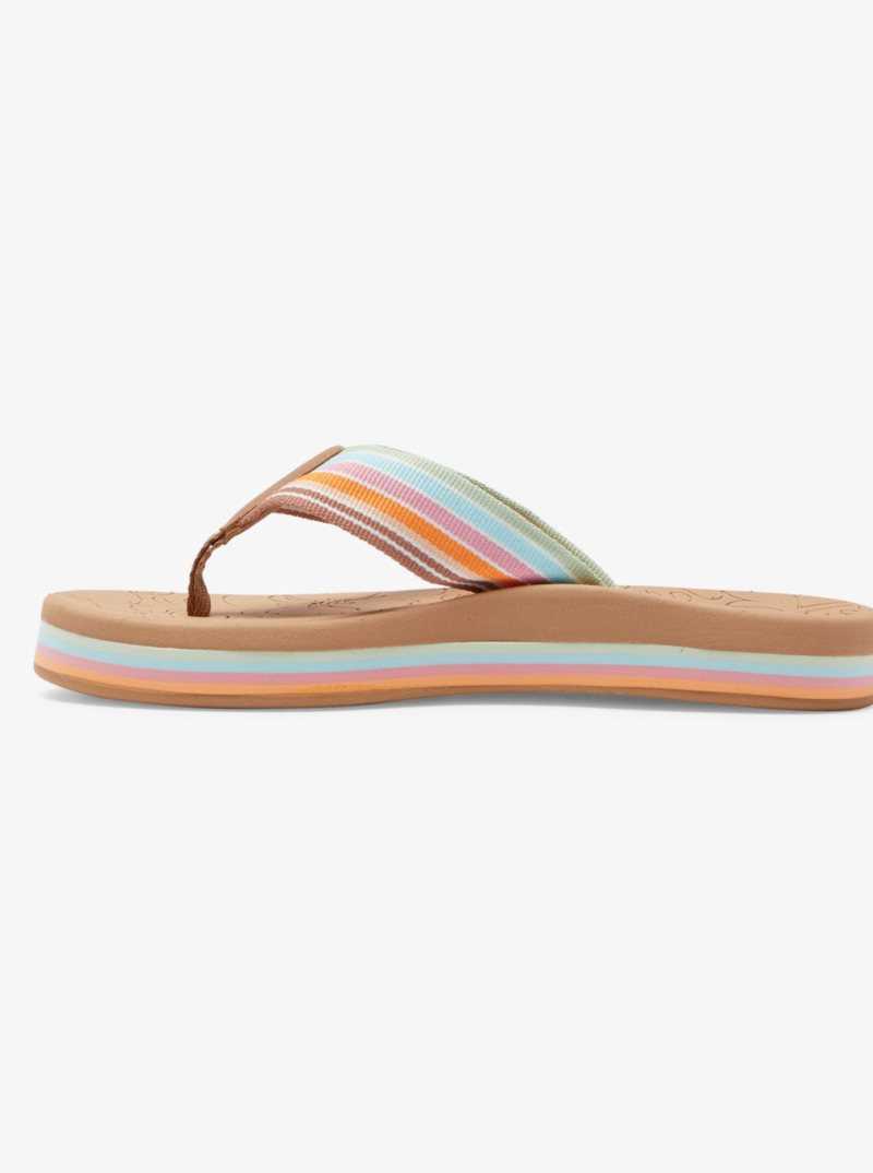 White/Orange/Pink Roxy Colbee Hi Sandals | TLQDNR021