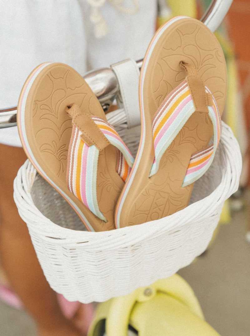 White/Orange/Pink Roxy Colbee Hi Sandals | TLQDNR021