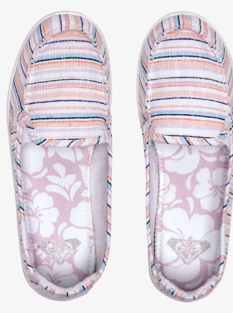 White/Pink/Multi Roxy Minnow Slip-On Shoes | SLEBUQ604