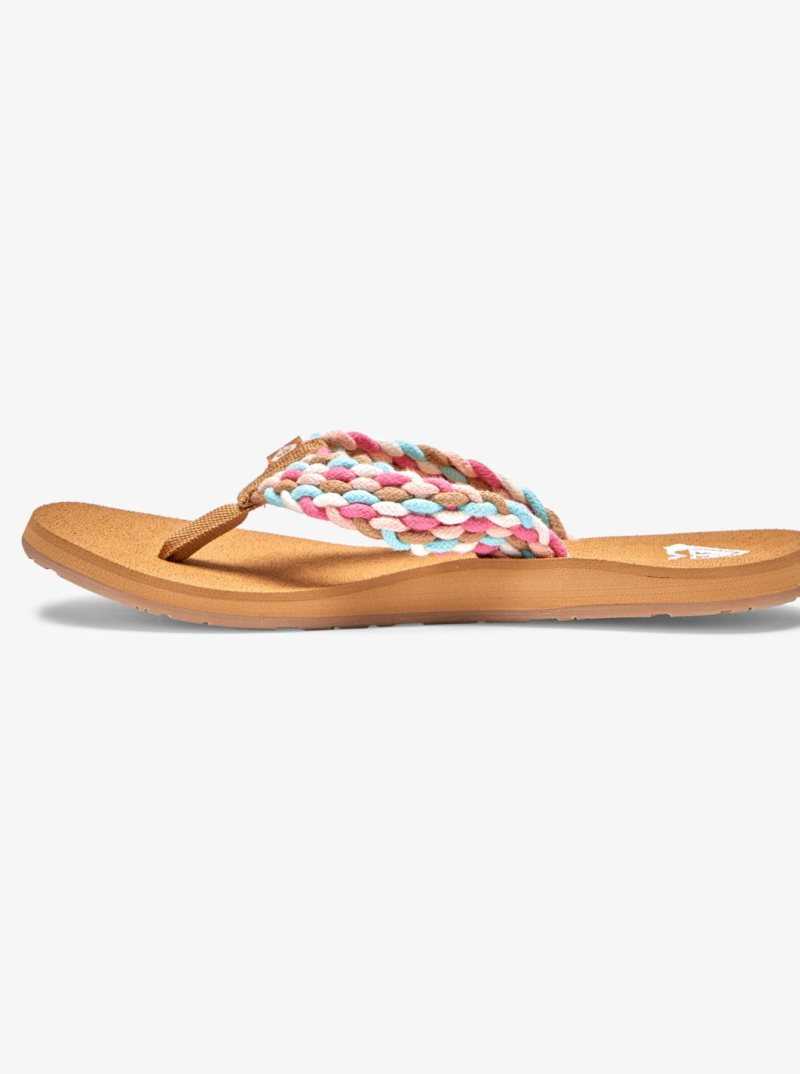 White/Pink/Multi Roxy Porto Flip-Flops | ZTKJIL726