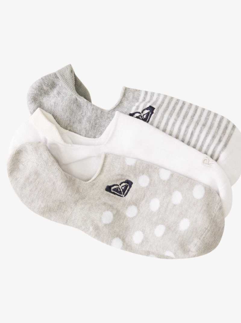 White Roxy 3 Pack No-Show Liner Socks | QSNGBV936