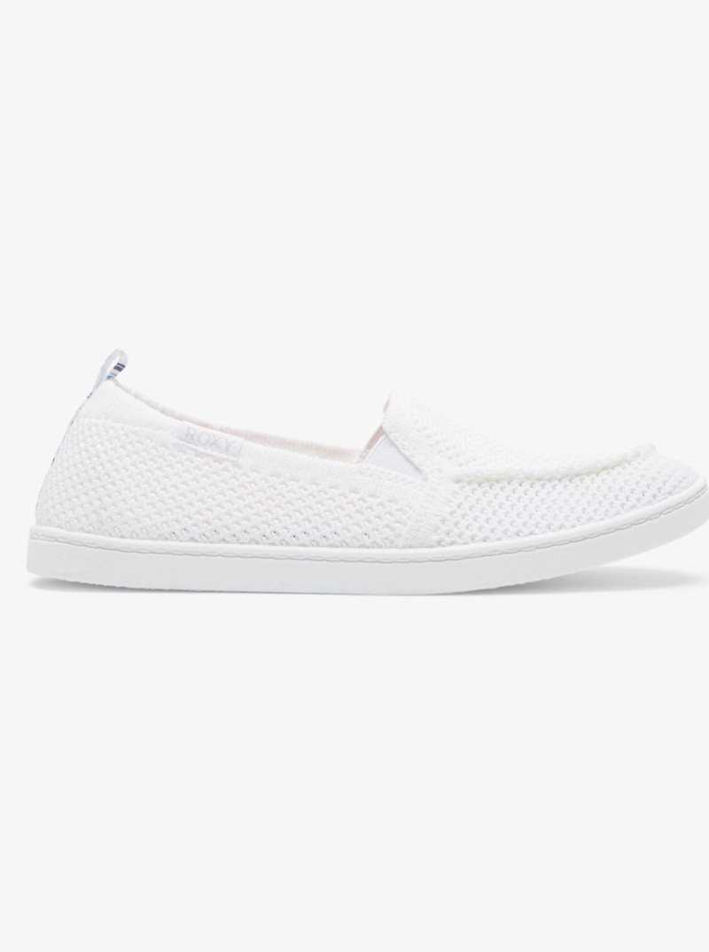 White Roxy Minnow Knit Slip-On Shoes | BHMEIC427