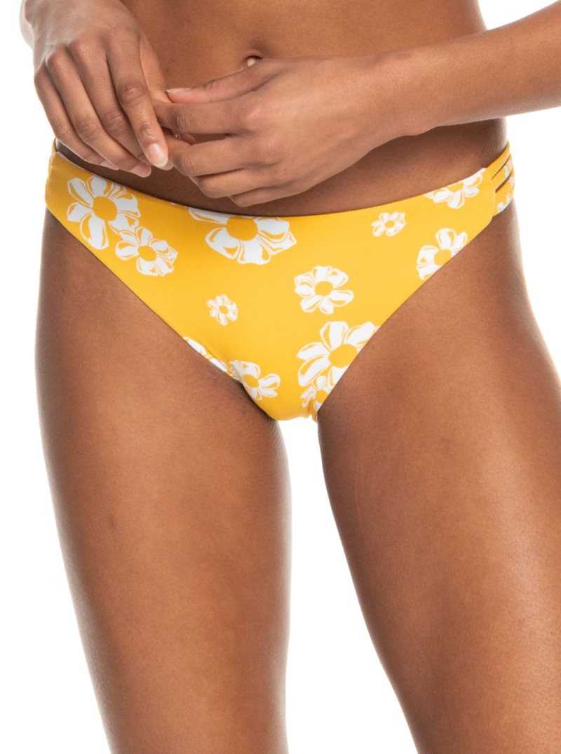 Yolk Yellow Flower Power Dit S Roxy Flower Lover Hipster Bikini Bottoms | TIOXMD536