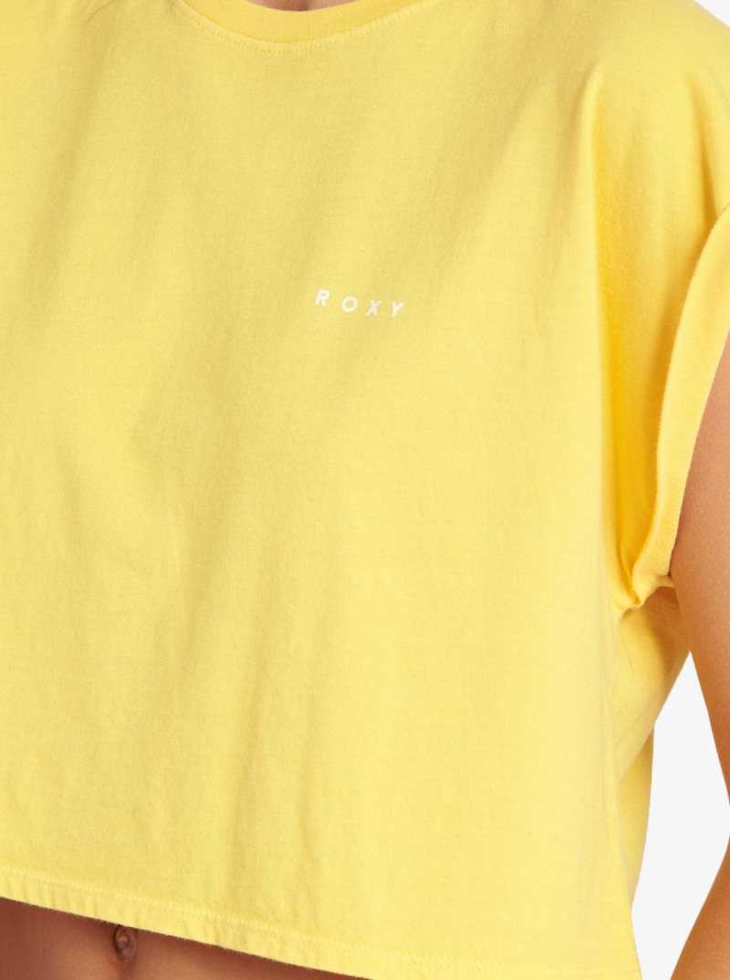 Yolk Yellow Roxy Retro Sunny Day Cropped Dolman T-Shirt | CKWAUS947