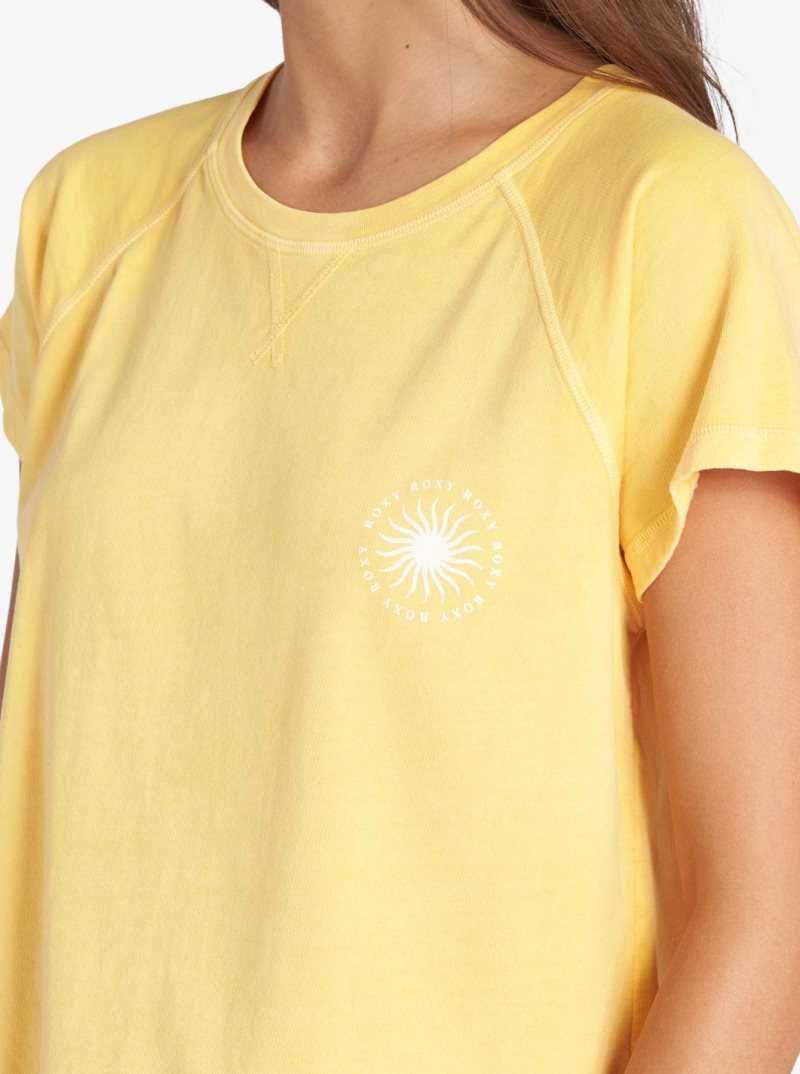 Yolk Yellow Roxy Sun Around Us T-Shirt | FNGOQX402