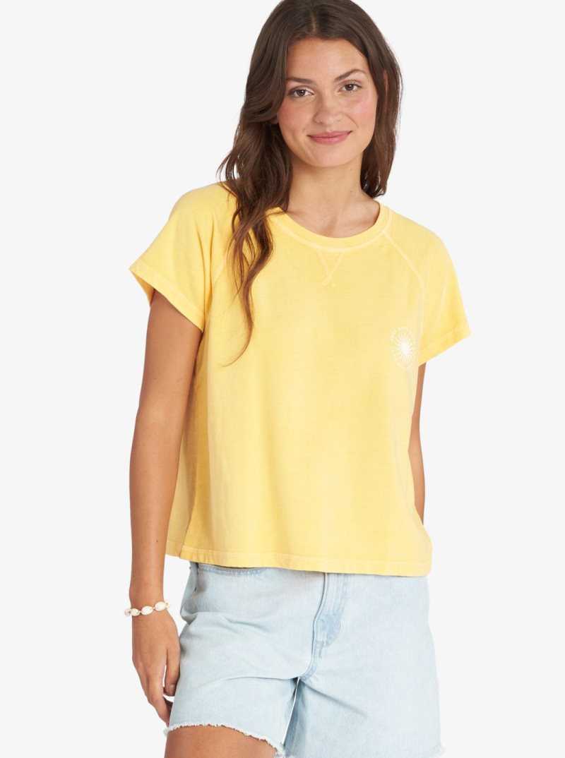 Yolk Yellow Roxy Sun Around Us T-Shirt | FNGOQX402