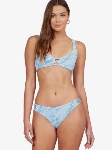 Adriatic Blue Tie Dye Stripe Roxy Sea & Waves Reversible Bikini Bottoms | UWBZXI145