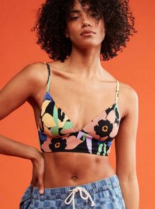 Anthracite Flower Jammin Roxy Color Jam Tank Bikini Top | ONVWZX107