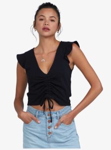 Anthracite Roxy Flirty Vibe V-Neck Top | NBZWUS987