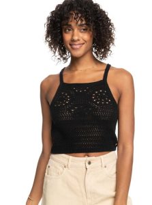 Anthracite Roxy Malibu Crush Knitted Halter Top | TFSMAK063