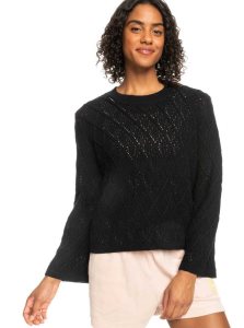 Anthracite Roxy Paper Hearts Crew Neck Sweater | FTZPIK243