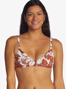 Baked Clay Retro Floral Roxy Endless Swell Triangle Bikini Top | FYSGWR380