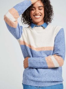 Bijou Blue Roxy Real Groove Striped Sweater | LRWYAM402