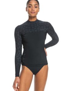 Black Roxy 1mm Swell Series Long Sleeve Wetsuit Top | OIVGXD345