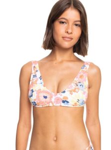 Bright White Floral Escape S Roxy Printed Beach Classics Bralette Bikini Top | JEHZTM618