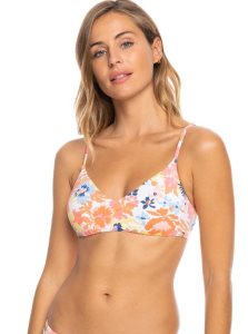 Bright White Floral Escape S Roxy Printed Beach Classics Athletic Triangle Bikini Top | QMVIXF197