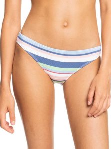 Bright White The Line Up Strip Roxy Line Up Mid-Rise Bikini Bottoms | GDEFXC546