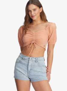 Cork Roxy Flirty Walk Ruched Crop Top | XPUHRC690