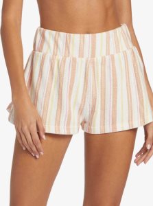 Cork Sunny Side Stripe Roxy Drop A Wave Short Sweatshirt Shorts | JYMKXE403