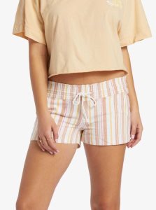 Cork Sunny Side Stripe Roxy Oceanside Elasticized Shorts | EPQOYN307