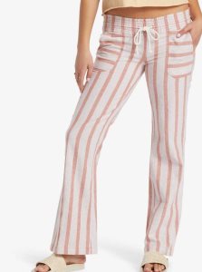 Cork Sunny Side Stripe Roxy Oceanside Flared Pants | YZSBUL905