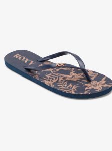 Dark Blue Roxy Viva Stamp Flip-Flops | YEKLSU591