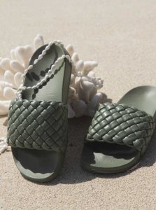 Forest Green Roxy Slippy Puff Sandals | CMHEOI436