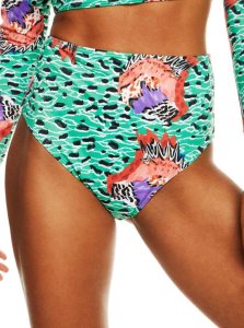 Holy Green Melie Roxy Stella Jean High-Waist Bikini Bottoms | UYJTEN821