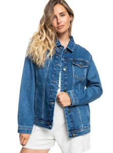 Medium Blue Roxy Mountain Roads Denim Jacket | JSBFGV806