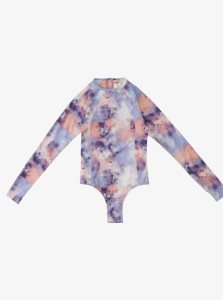 Mellow Rose Cloud Colors Roxy Active Long Sleeve Back Zip One Piece Rashguard | QETVNZ540