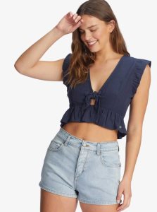 Mood Indigo Roxy Sweetest Love Short Sleeve Crop Top | KCFQIE213