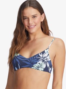 Mood Indigo Seaside Tropics Roxy Printed Beach Classics Athletic Triangle Bikini Top | OVGSPT876