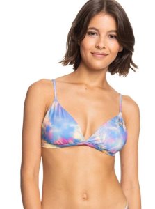 Pale Marigold Tie Dye Vibes Roxy POP SURF Reversible Fixed Triangle Bikini Top | DQYASG024