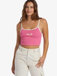 Shocking Pink Roxy Retro Cropped Strappy Tank | WTXLMZ641