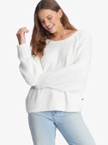 Snow White Roxy Early Morning Crew Neck Sweater | FXATKH943