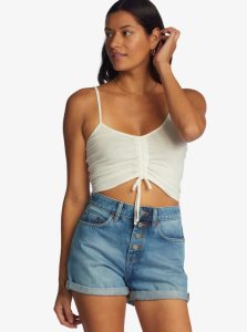 Snow White Roxy Flirty Feels V-Neck Top | HJLDBY906