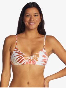 Snow White Seaside Tropics Roxy Printed Beach Classics Athletic Triangle Bikini Top | ITMYXZ645