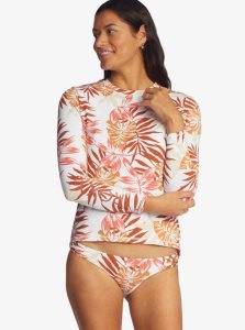 Snow White Seaside Tropics Roxy Sea Skippin Long Sleeve UPF 50 Rashguard | HNFVXJ796